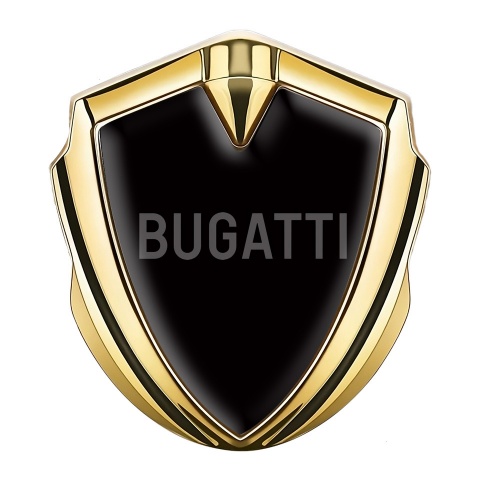 Bugatti 3d Emblem Badge Gold Black Background Grey Logo Design