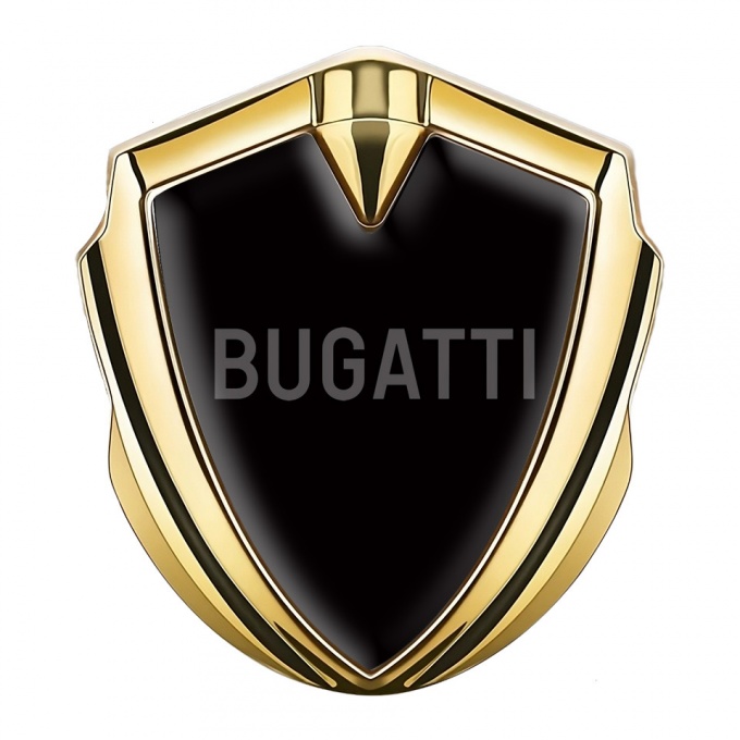 Bugatti 3d Emblem Badge Gold Black Background Grey Logo Design