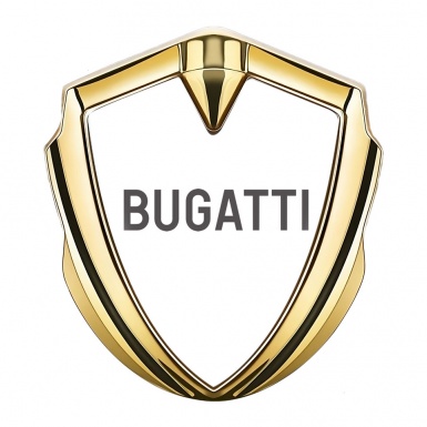 Bugatti Silicon Emblem Badge Gold White Background Grey Logo Design