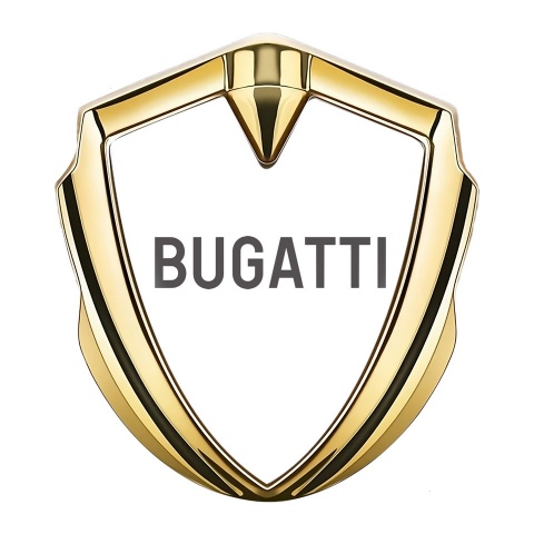 Bugatti Silicon Emblem Badge Gold White Background Grey Logo Design