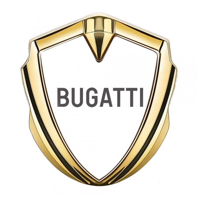 Bugatti Silicon Emblem Badge Gold White Background Grey Logo Design
