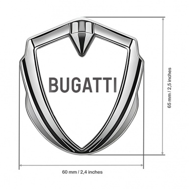 Bugatti Silicon Emblem Badge Silver White Background Grey Logo Design