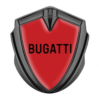 Bugatti Emblem Car Badge Graphite Red Background Grey Logo Design