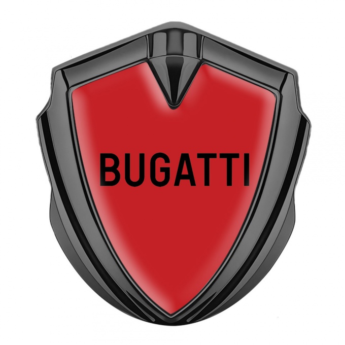 Bugatti Emblem Car Badge Graphite Red Background Grey Logo Design