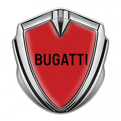 Bugatti Emblem Car Badge Silver Red Background Grey Logo Design