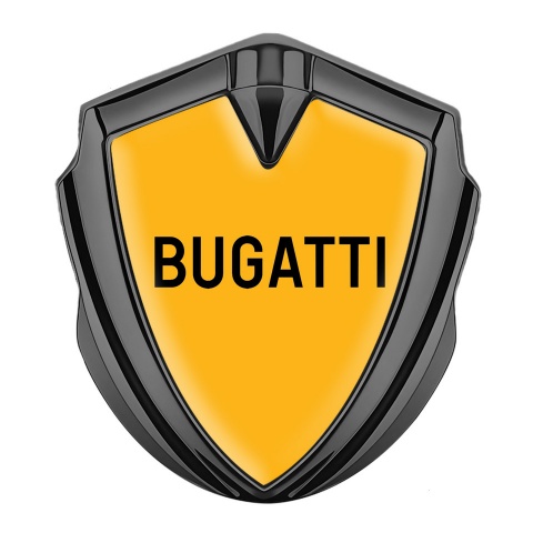 Bugatti Emblem Silicon Badge Graphite Yellow Background Grey Logo Design