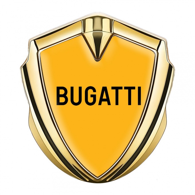 Bugatti Emblem Silicon Badge Gold Yellow Background Grey Logo Design