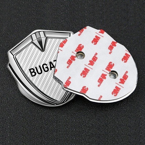 Bugatti Emblem Fender Badge Silver White Carbon Black Logo Design