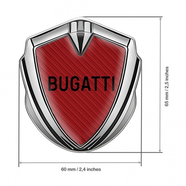Bugatti Emblem Fender Badge Silver Red Carbon Black Logo Design