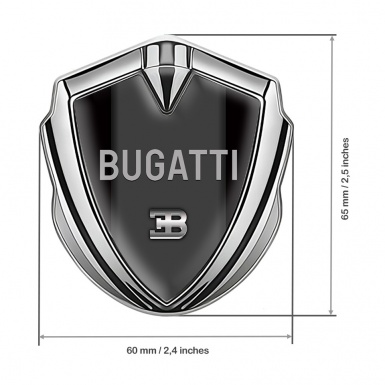 Bugatti Fender Emblem Badge Silver Black Frame Grey Logo Design