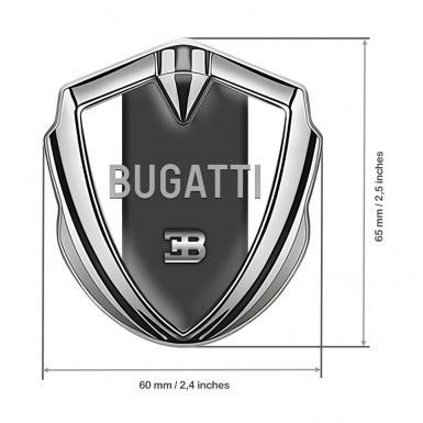 Bugatti Emblem Trunk Badge Silver White Frame Grey Logo Design