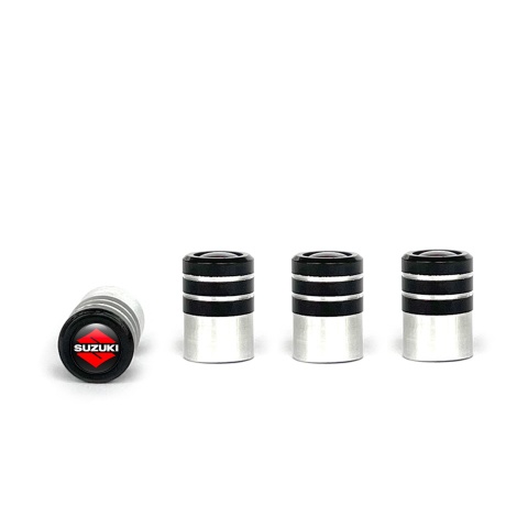 Suzuki Valve Caps Tire Black - Aluminium 4 pcs Black S Logo