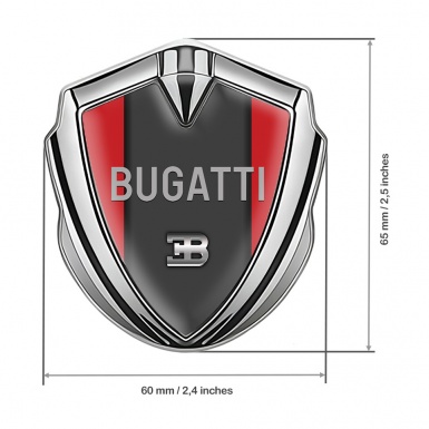 Bugatti Emblem Self Adhesive Silver Red Frame Grey Logo Design