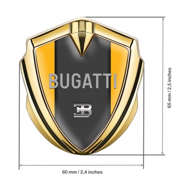 Bugatti Metal Emblem Badge Gold Yellow Frame Grey Logo Design