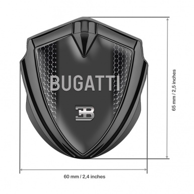 Bugatti Domed Emblem Badge Graphite Dark Mesh Grey Logo Design