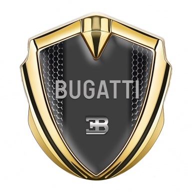 Bugatti Domed Emblem Badge Gold Dark Mesh Grey Logo Design