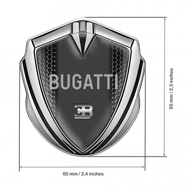 Bugatti Domed Emblem Badge Silver Dark Mesh Grey Logo Design