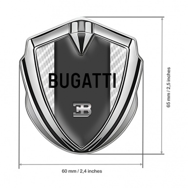 Bugatti Emblem Metal Badge Silver White Carbon Grey Logo Edition