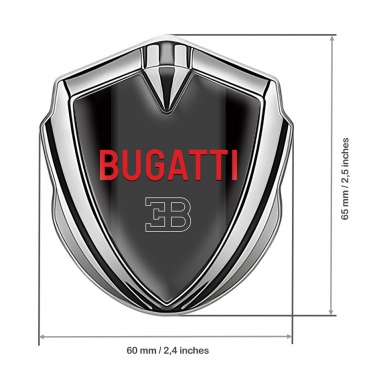 Bugatti Silicon Emblem Badge Silver Black Base Crimson Logo Design