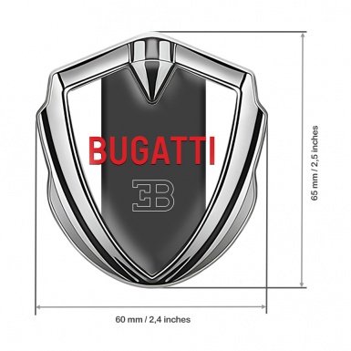Bugatti Emblem Car Badge Silver White Frame Crimson Logo Edition