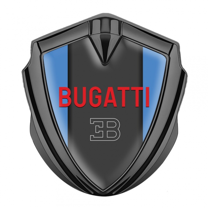 Bugatti Badge Self Adhesive Graphite Blue Frame Crimson Logo Variant