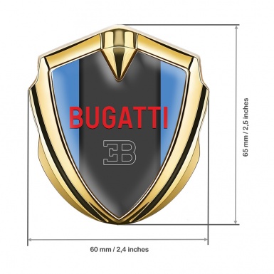 Bugatti Badge Self Adhesive Gold Blue Frame Crimson Logo Variant
