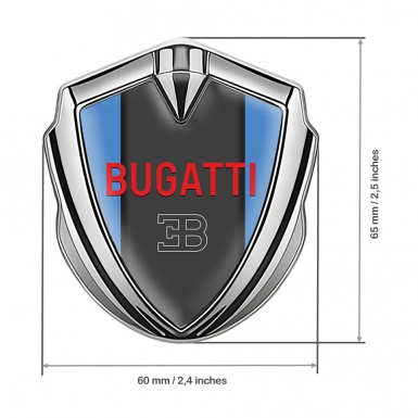 Bugatti Badge Self Adhesive Silver Blue Frame Crimson Logo Variant