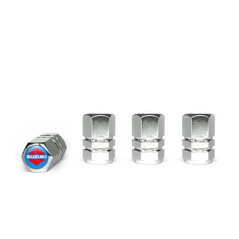 Suzuki Tyre Valve Caps Chrome 4 pcs Blue S Logo
