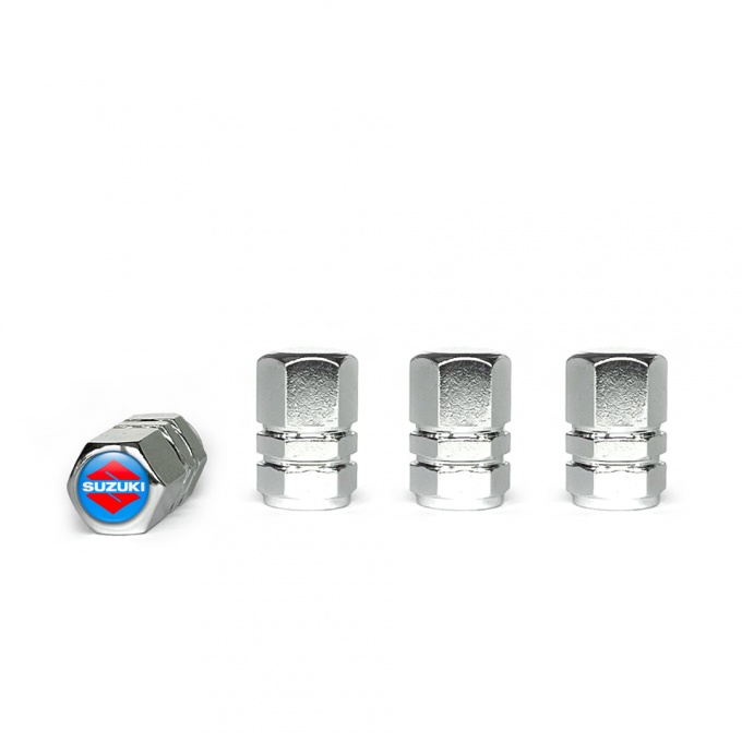 Suzuki Tyre Valve Caps Chrome 4 pcs Blue S Logo