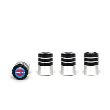 Suzuki Valve Caps Tire Black - Aluminium 4 pcs Blue S Logo
