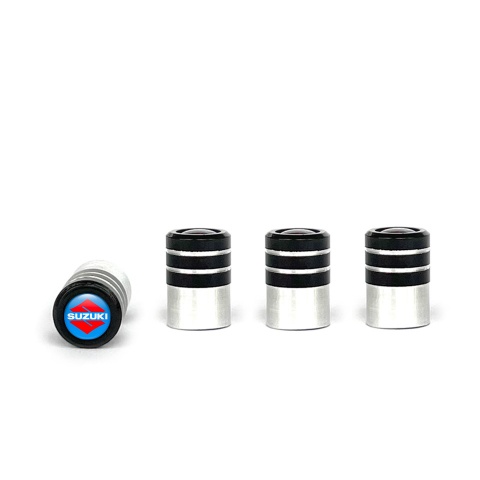 Suzuki Valve Caps Tire Black - Aluminium 4 pcs Blue S Logo