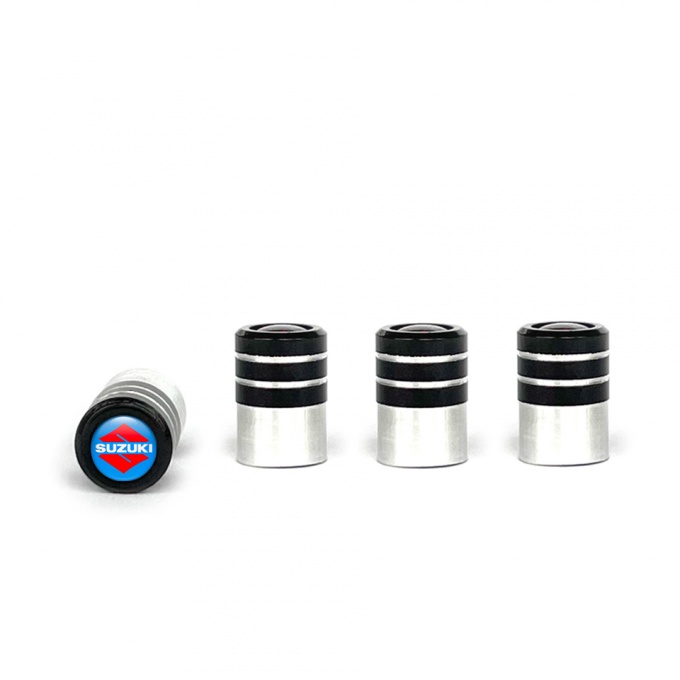 Suzuki Valve Caps Tire Black - Aluminium 4 pcs Blue S Logo