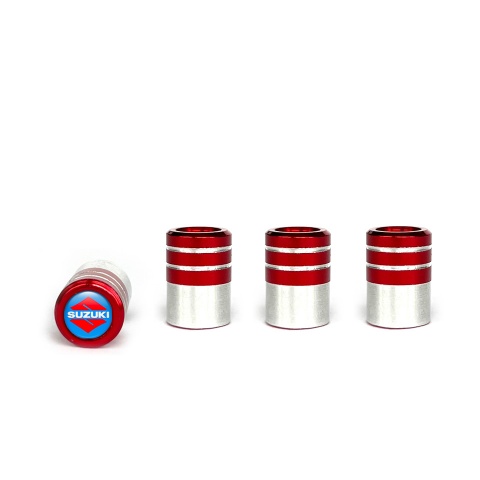 Suzuki Valve Steam Caps Red - Aluminium 4 pcs Blue S Logo