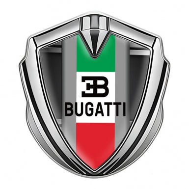 Bugatti Fender Emblem Badge Silver Steel Cage Italian Tricolor Edition