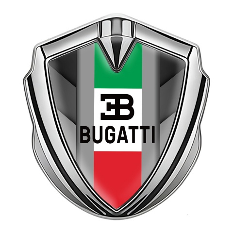 Bugatti Emblem Self Adhesive Silver Grey Fragments Italian Tricolor Motif