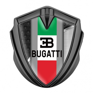 Bugatti Metal Emblem Badge Graphite Metal Parts Italian Tricolor Edition