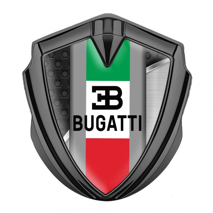 Bugatti Metal Emblem Badge Graphite Metal Parts Italian Tricolor Edition