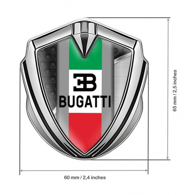 Bugatti Metal Emblem Badge Silver Metal Parts Italian Tricolor Edition