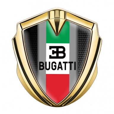 Bugatti Emblem Ornament Badge Gold Black Carbon Frame Italian Flag
