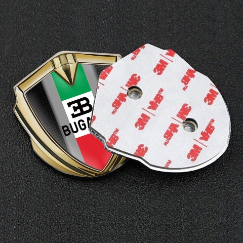 Bugatti Emblem Ornament Badge Gold Black Carbon Frame Italian Flag