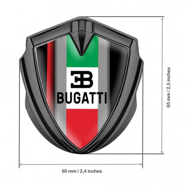 Bugatti Bodyside Domed Emblem Graphite Crimson Stripe Italian Flag Design