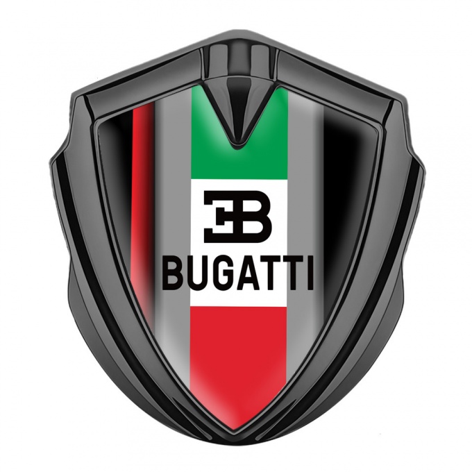 Bugatti Bodyside Domed Emblem Graphite Crimson Stripe Italian Flag Design