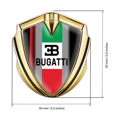 Bugatti Bodyside Domed Emblem Gold Crimson Stripe Italian Flag Design
