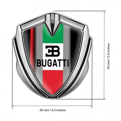 Bugatti Bodyside Domed Emblem Silver Crimson Stripe Italian Flag Design