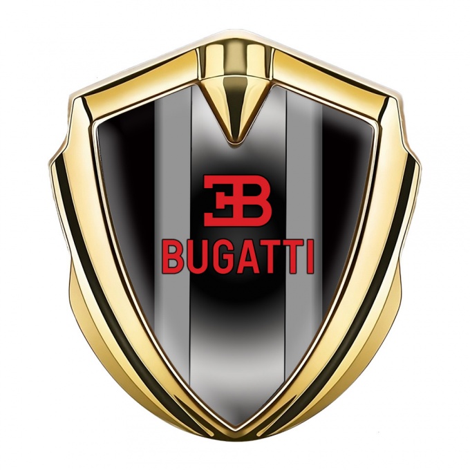 Bugatti 3d Emblem Badge Gold Black Base Polished Metal Console