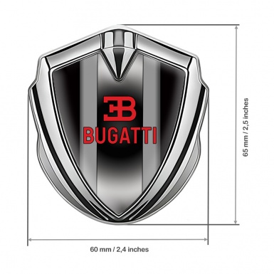 Bugatti 3d Emblem Badge Silver Black Base Polished Metal Console