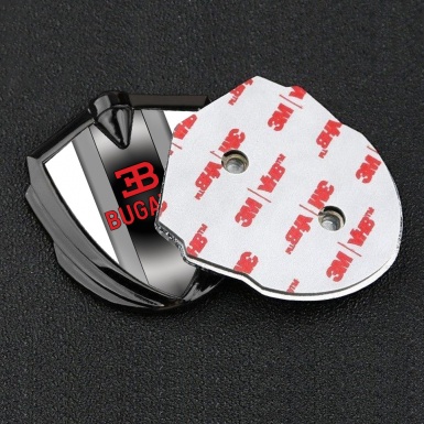 Bugatti Emblem Badge Self Adhesive Graphite White Base Polished Metal
