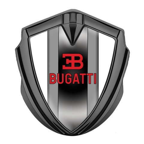 Bugatti Emblem Badge Self Adhesive Graphite White Base Polished Metal