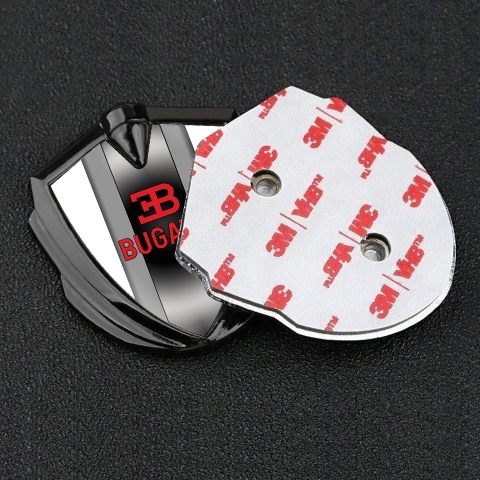 Bugatti Emblem Badge Self Adhesive Graphite White Base Polished Metal