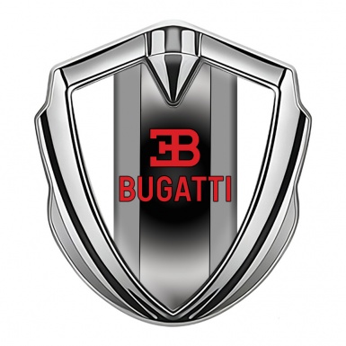 Bugatti Emblem Badge Self Adhesive Silver White Base Polished Metal